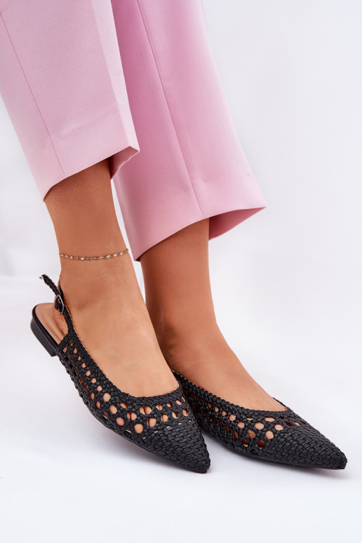 ballet flats com saltos largos em preto