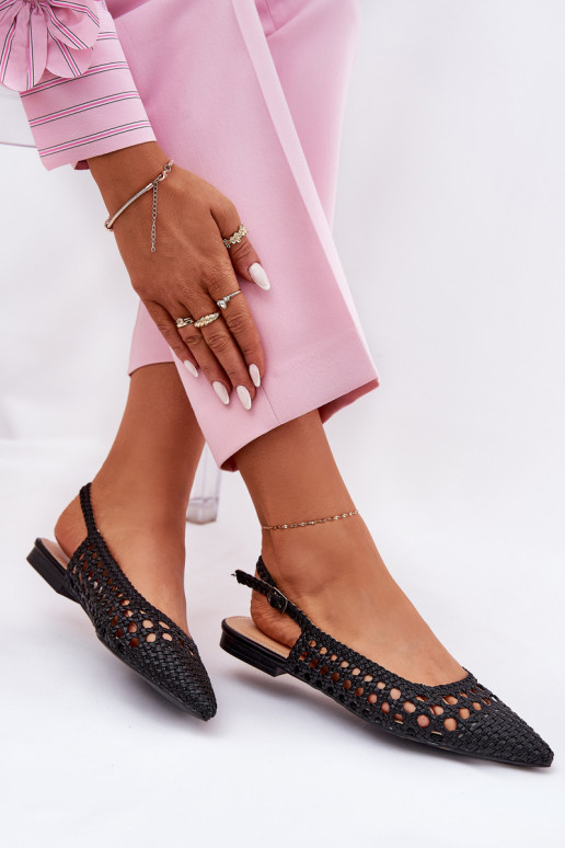 ballet flats com saltos largos em preto