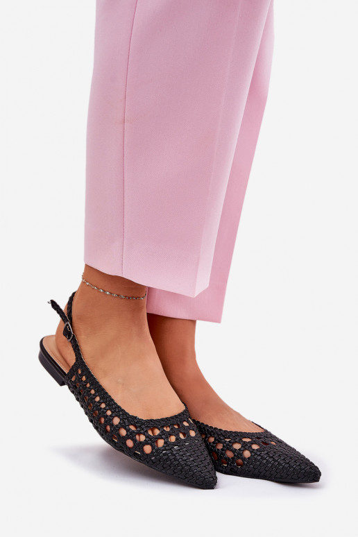 ballet flats com saltos largos em preto