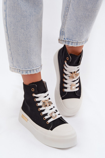 Sapatos casuais pretos com plataforma e fivelas Gracella 2