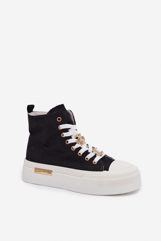 Sapatos casuais pretos com plataforma e fivelas Gracella