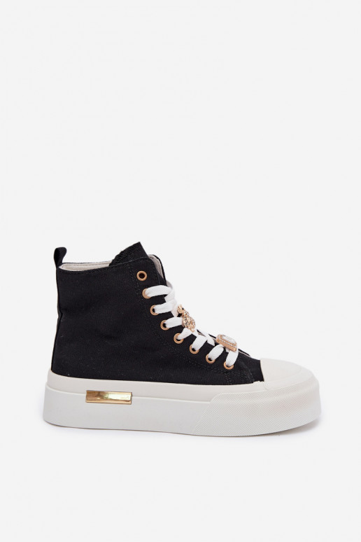 Sapatos casuais pretos com plataforma e fivelas Gracella
