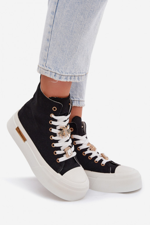 Sapatos casuais pretos com plataforma e fivelas Gracella