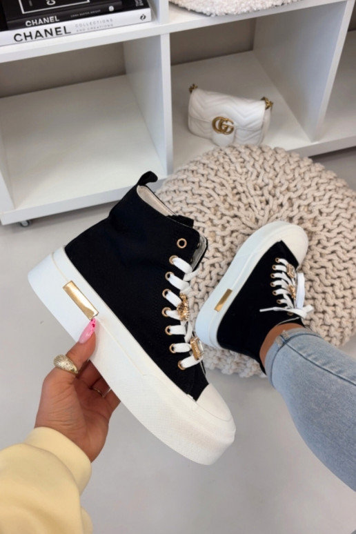 Sapatos casuais pretos com plataforma e fivelas Gracella