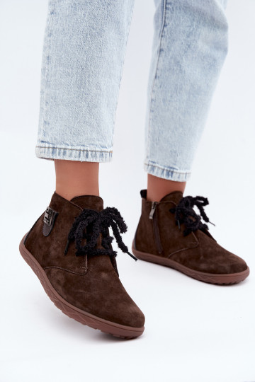 Sapatos barefoot de camurça sintética para mulheres na cor chocolate Abera