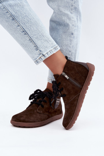Sapatos barefoot de camurça sintética para mulheres na cor chocolate Abera 2