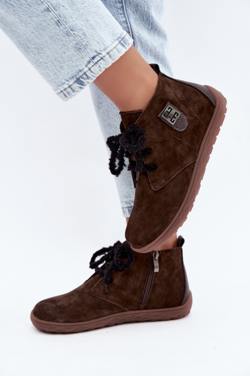 Sapatos barefoot de camurça sintética para mulheres na cor chocolate Abera