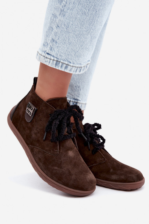 Sapatos barefoot de camurça sintética para mulheres na cor chocolate Abera