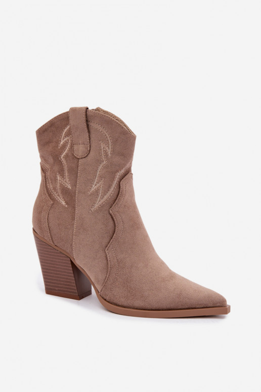 Botins de estilo cowboy para mulheres com saltos na cor areia Berella