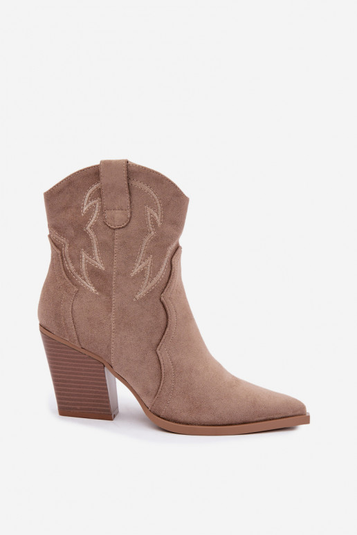 Botins de estilo cowboy para mulheres com saltos na cor areia Berella