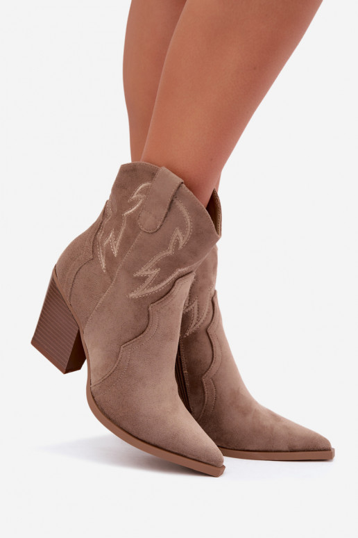 Botins de estilo cowboy para mulheres com saltos na cor areia Berella