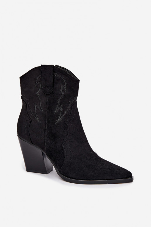 Botins de estilo cowboy para mulheres com saltos na cor preta Berella