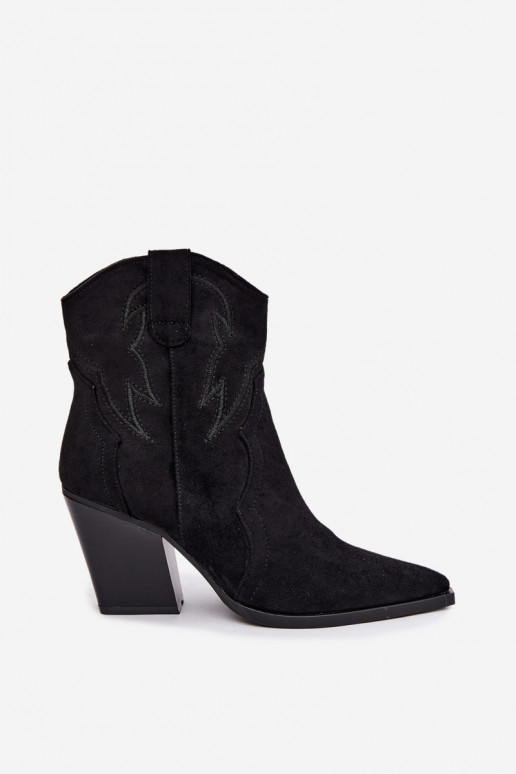 Botins de estilo cowboy para mulheres com saltos na cor preta Berella