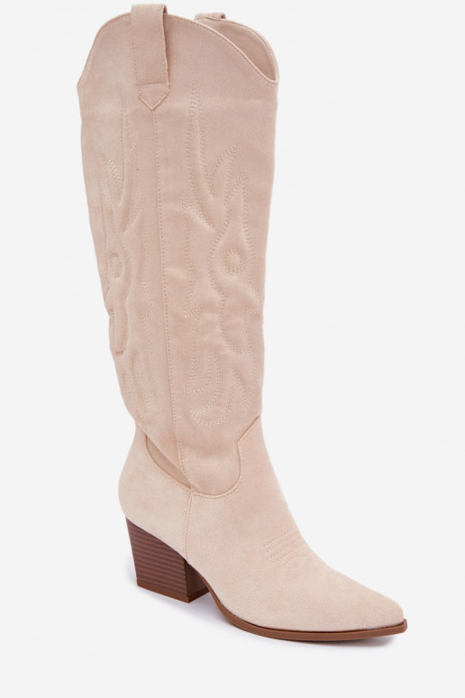 Botins de cor marfim estilo cowboy com saltos Glenor