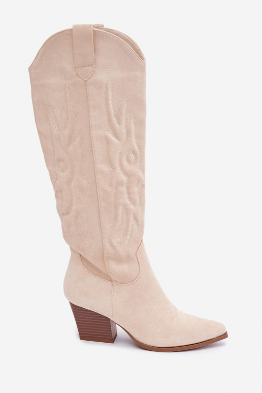 Botins de cor marfim estilo cowboy com saltos Glenor