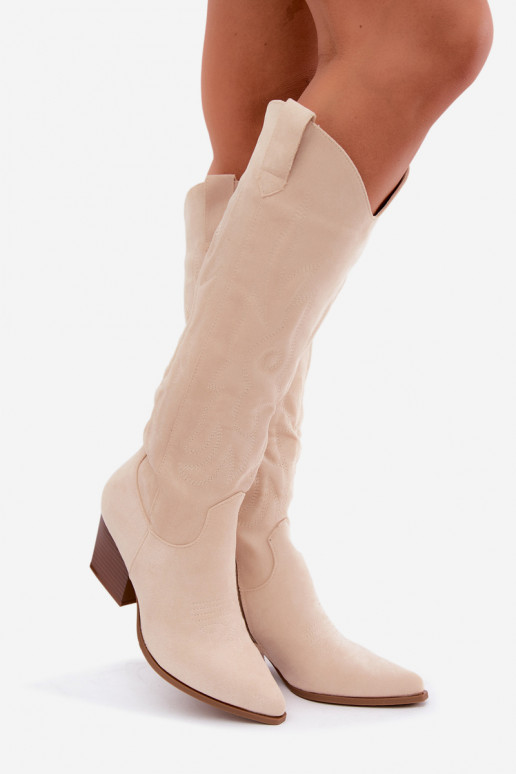 Botins de cor marfim estilo cowboy com saltos Glenor