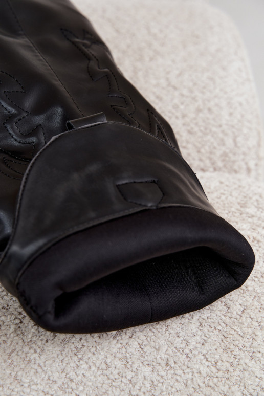 botas altas de estilo cowboy com saltos e choleika costurada em preto Terise