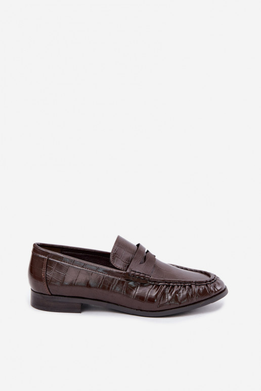 mocassins femininos com babados e estampados em chocolate Dalmy