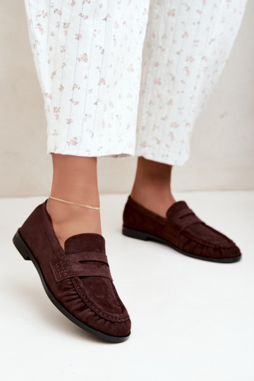 mocassins femininos com babados na cor castanha Cayen 2