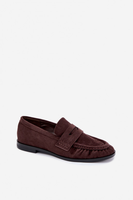 mocassins femininos com babados na cor castanha Cayen