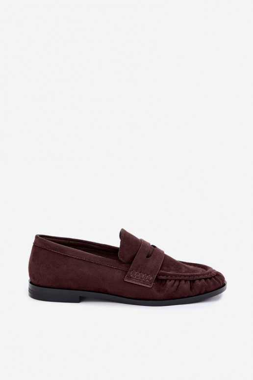 mocassins femininos com babados na cor castanha Cayen