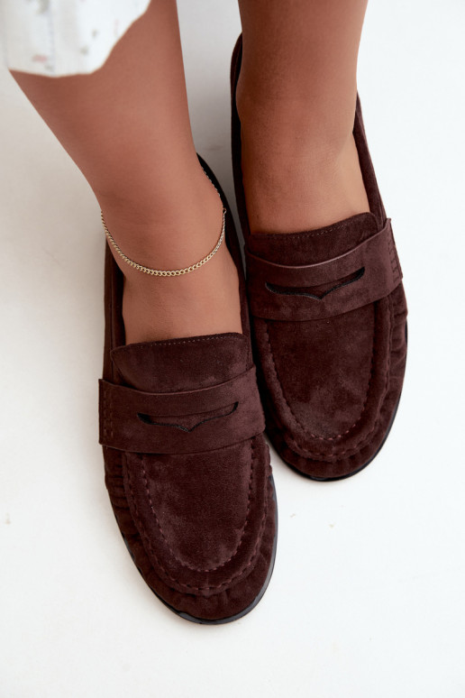 mocassins femininos com babados na cor castanha Cayen