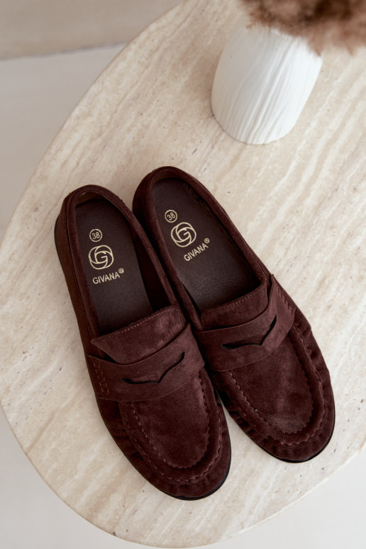 mocassins femininos com babados na cor castanha Cayen