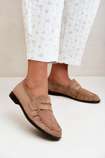 mocassins femininos com babados na cor areia Cayen 2