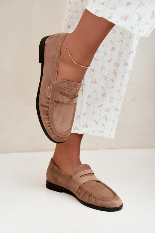 mocassins femininos com babados na cor areia Cayen