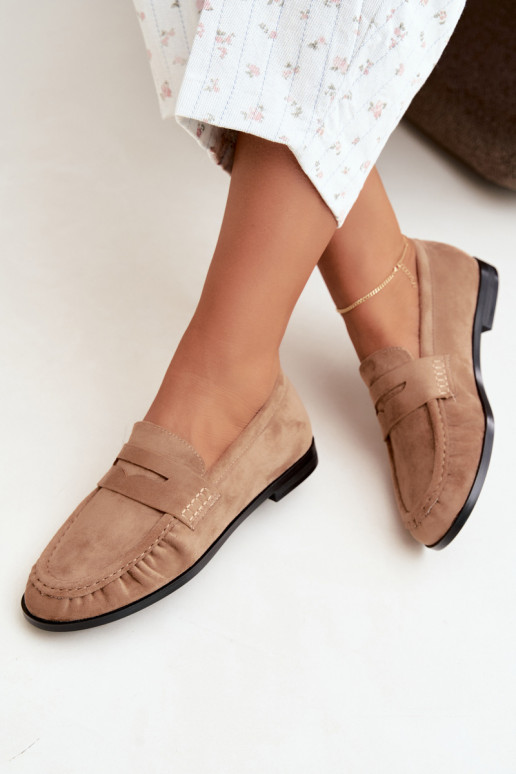 mocassins femininos com babados na cor areia Cayen