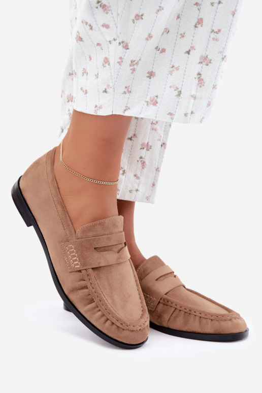 mocassins femininos com babados na cor areia Cayen