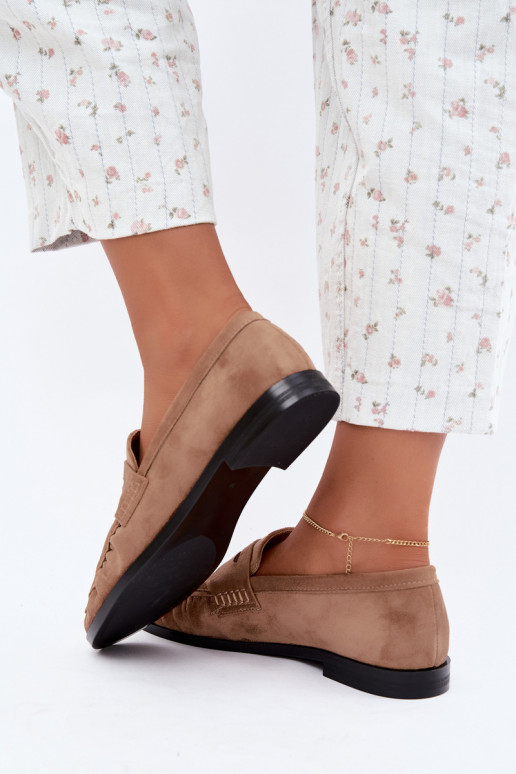 mocassins femininos com babados na cor areia Cayen