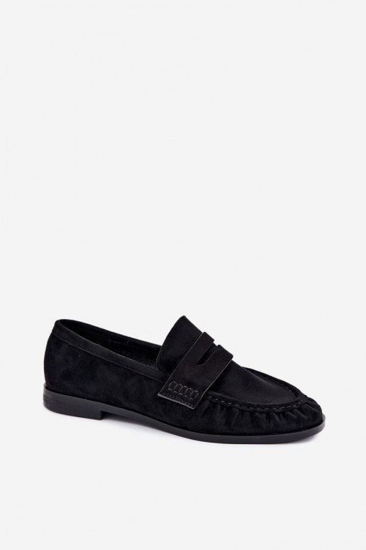 mocassins femininos com babados na cor preta Cayen