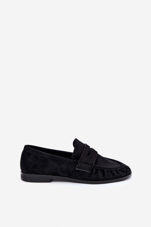 mocassins femininos com babados na cor preta Cayen