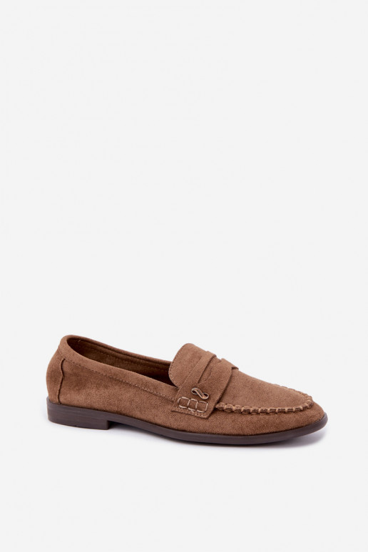mocassins femininos com detalhes decorativos na cor castanha Treya