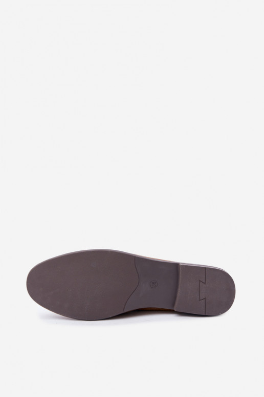 mocassins femininos com detalhes decorativos na cor castanha Treya