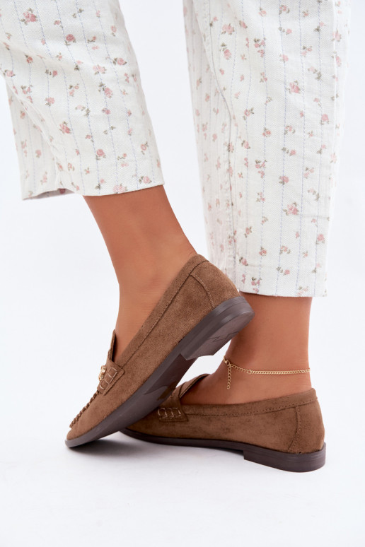 mocassins femininos com detalhes decorativos na cor castanha Treya