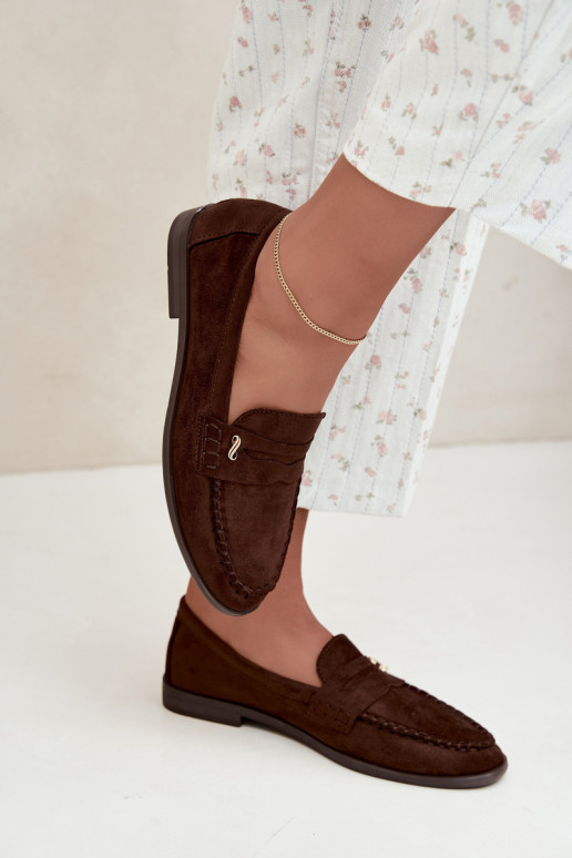 mocassins femininos com detalhes decorativos na cor castanha Treya