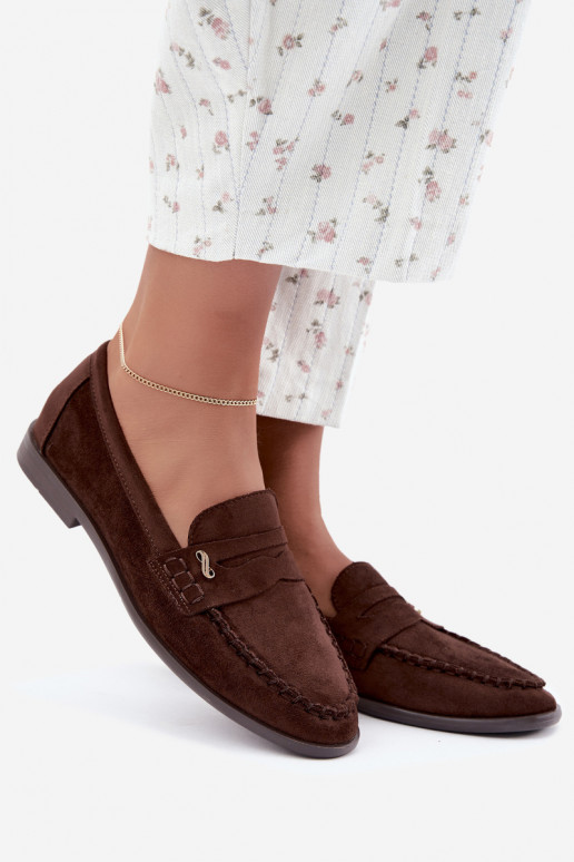 mocassins femininos com detalhes decorativos na cor castanha Treya