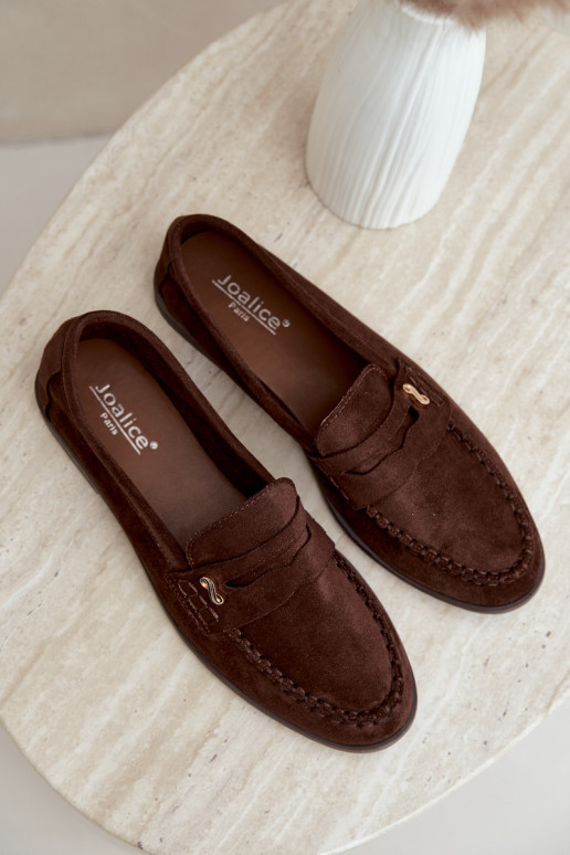 mocassins femininos com detalhes decorativos na cor castanha Treya