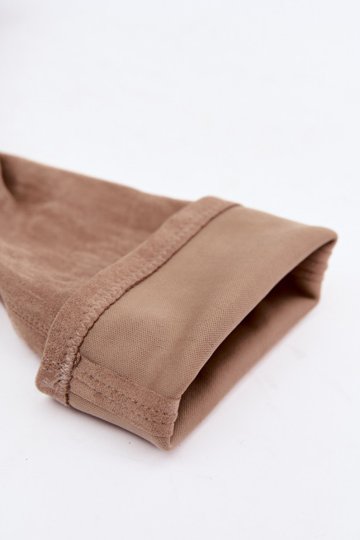 botas femininas de cano alto com plataforma na cor areia Florinne