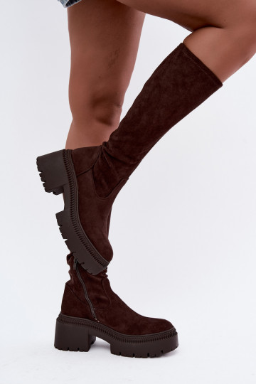 botas femininas de cano alto com plataforma Florinne