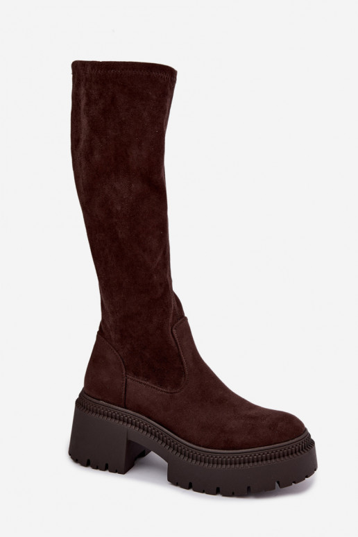 botas femininas de cano alto com plataforma Florinne