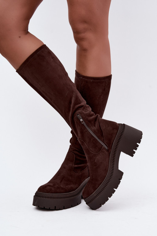 botas femininas de cano alto com plataforma Florinne