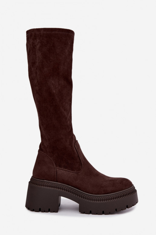 botas femininas de cano alto com plataforma Florinne