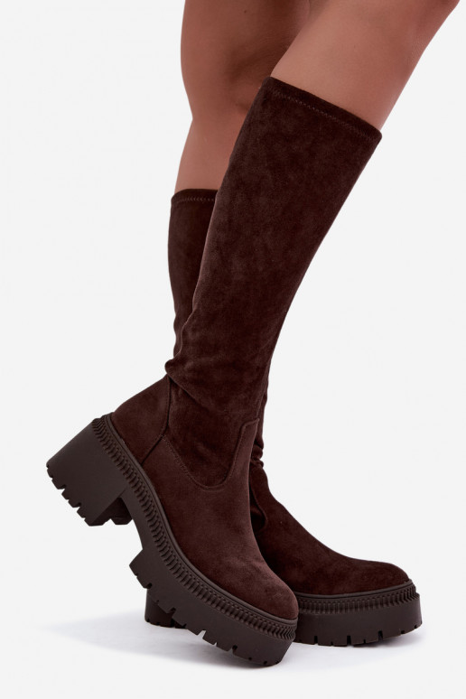 botas femininas de cano alto com plataforma Florinne