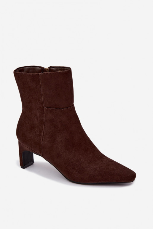 botins femininos com salto na cor castanha Rileya