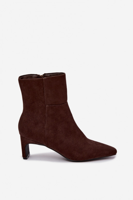 botins femininos com salto na cor castanha Rileya