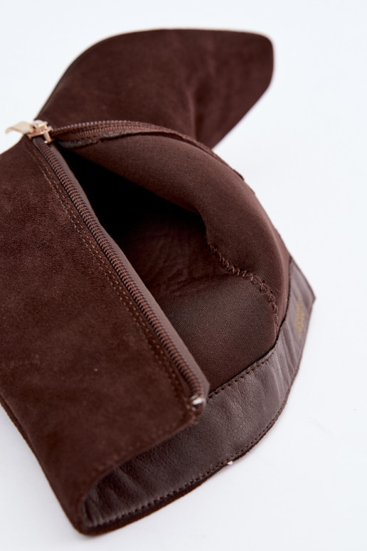botins femininos com salto na cor castanha Rileya