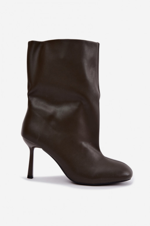 botins slip-on com salto fino na cor caqui Jalisa